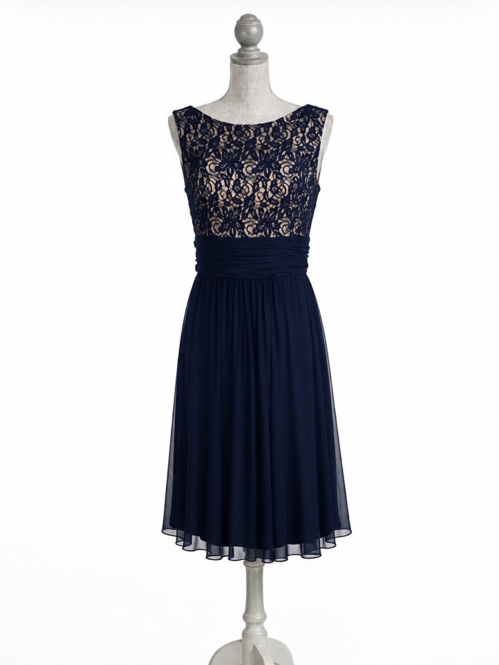 Jessica Howard Evenings Size 16 Navy Lace Illusion Fit & Flare Cocktail Dress